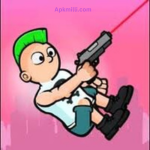 Bullet Bros APK banner with game action and Apkmilli.com branding.