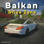 Balkan Drive Zone APK banner with game title and Apkmilli.com