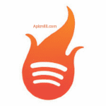 Spicetify APK banner with Apkmilli.com branding and a vibrant music theme.
